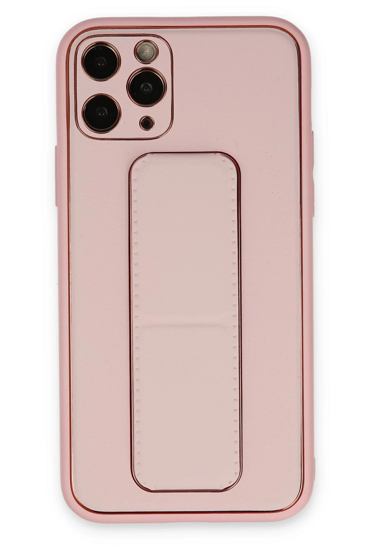 Newface iPhone 11 Pro Kılıf Coco Deri Standlı Kapak - Pembe