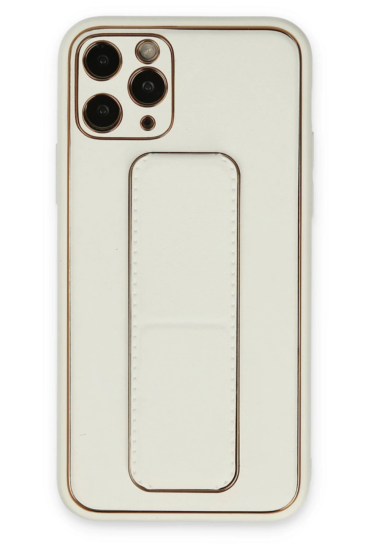 Newface iPhone 11 Pro Kılıf Coco Deri Standlı Kapak - Beyaz