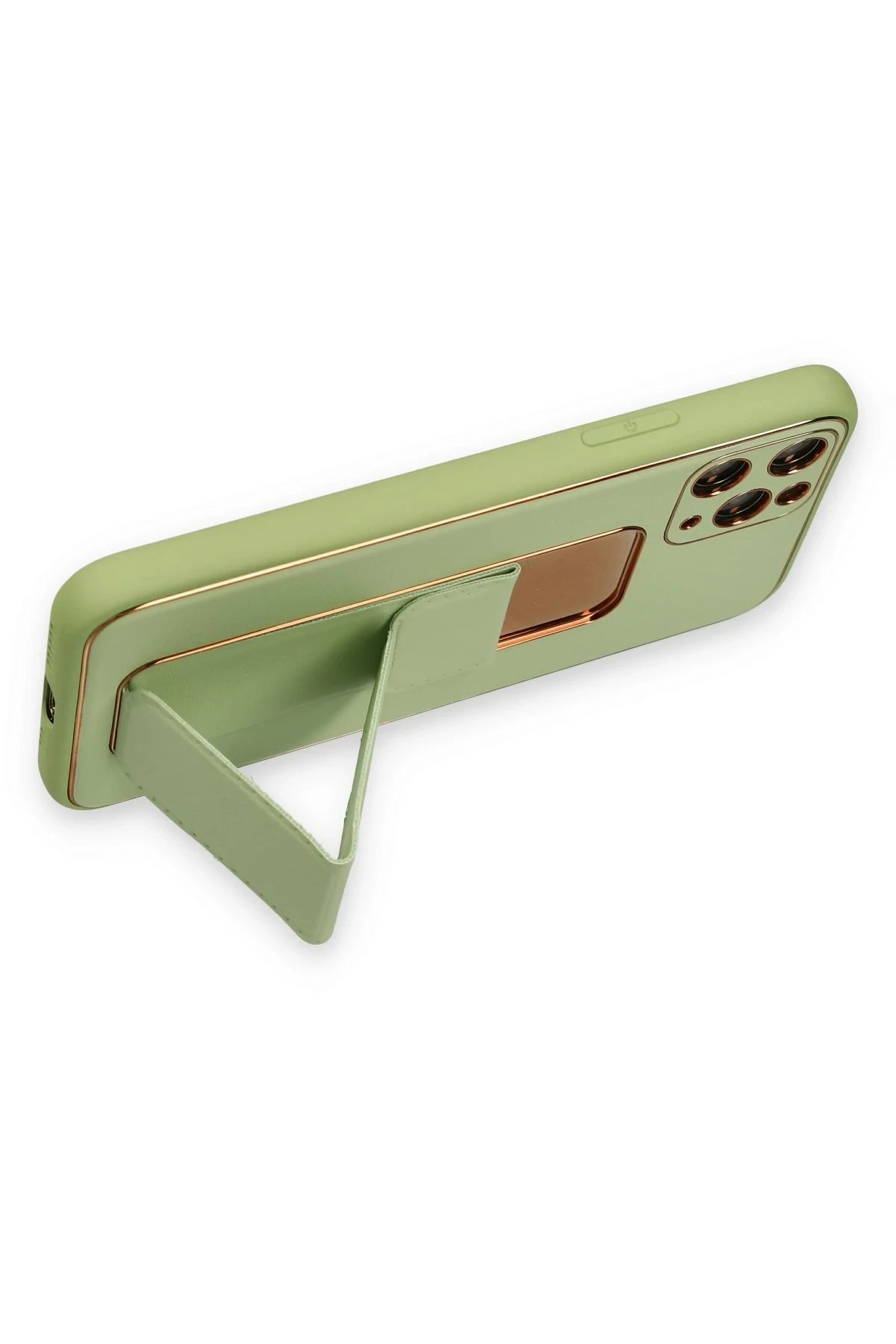 Newface iPhone 11 Pro Kılıf Coco Deri Standlı Kapak - Su Yeşili