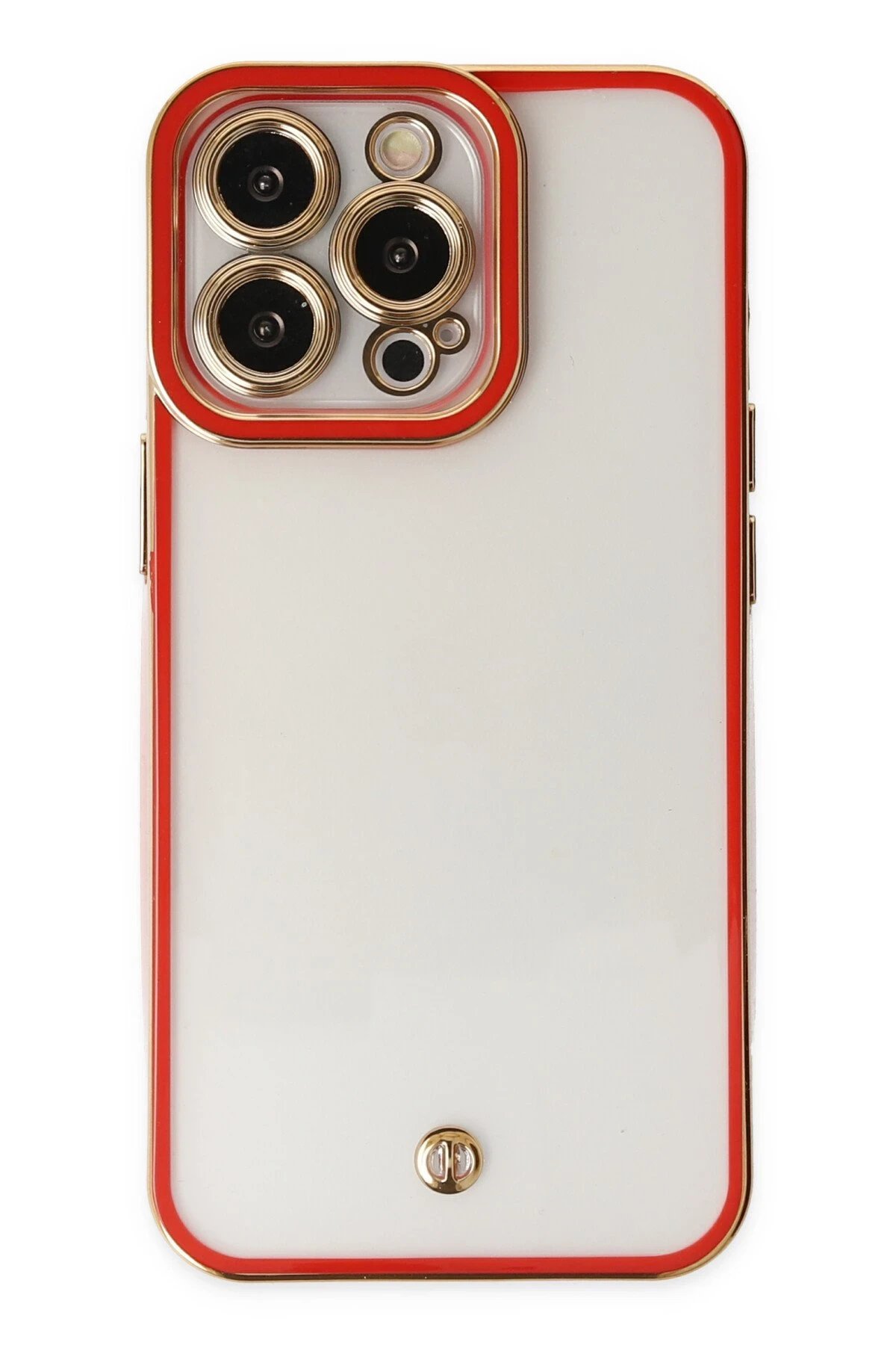 Newface iPhone 13 Pro Max Kılıf Liva Lens Silikon - Kırmızı