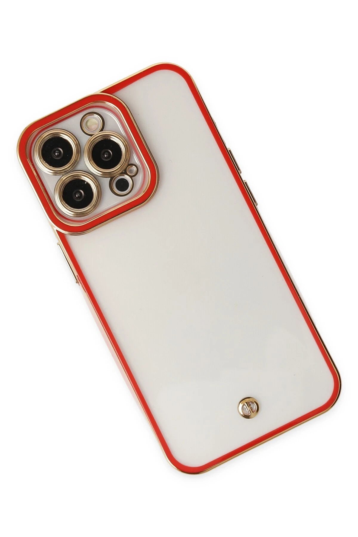 Newface iPhone 13 Pro Max Kılıf Liva Lens Silikon - Kırmızı