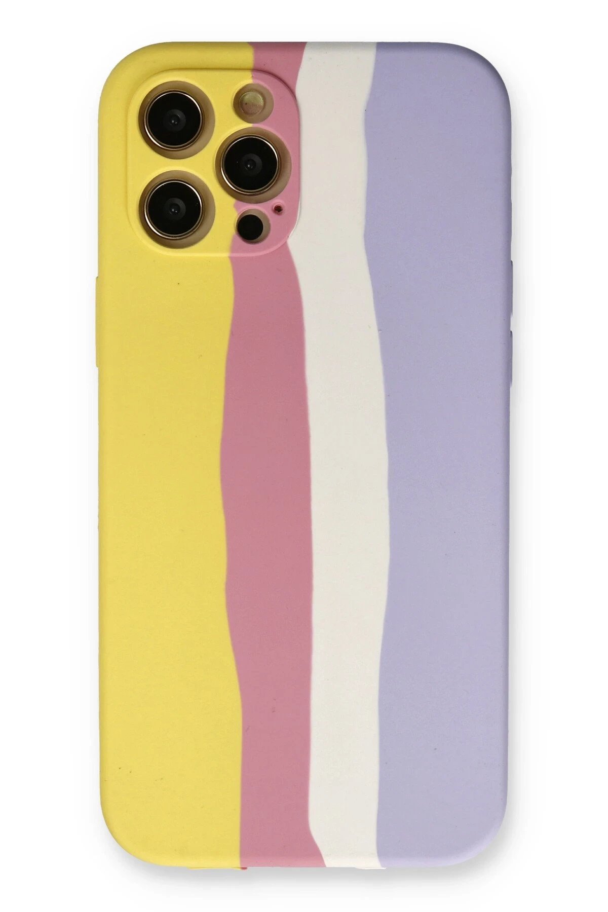 Newface iPhone 12 Pro Max Kılıf Ebruli Lansman Silikon - Sarı-Mavi