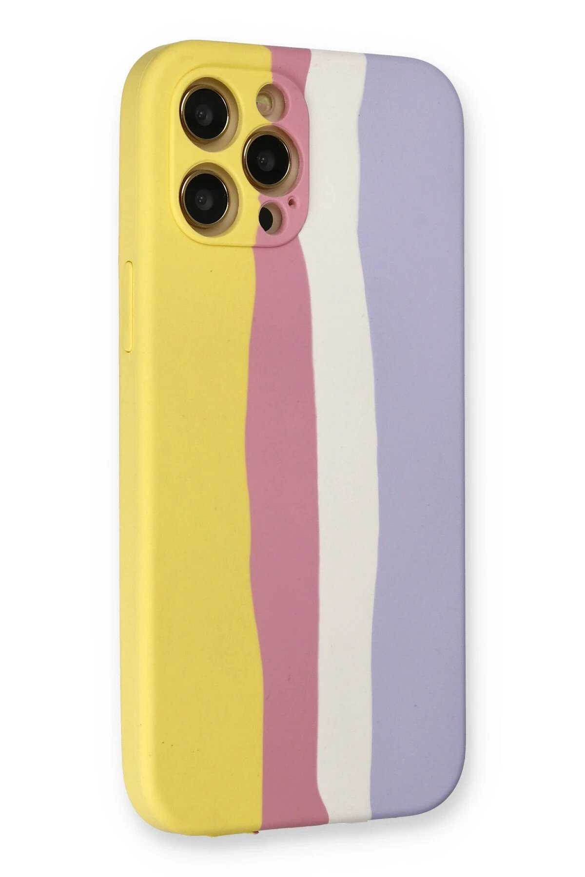 Newface iPhone 12 Pro Max Kılıf Ebruli Lansman Silikon - Sarı-Mavi