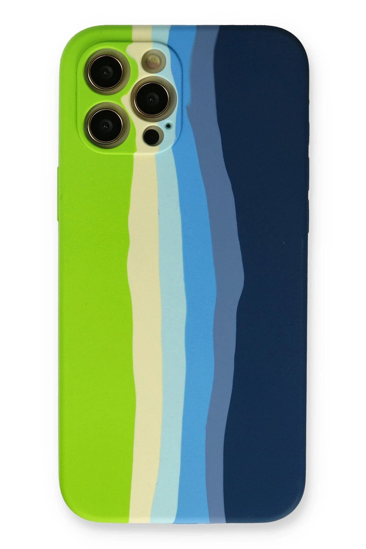 Newface iPhone 12 Pro Max Kılıf Ebruli Lansman Silikon - Yeşil-Koyu Yeşil