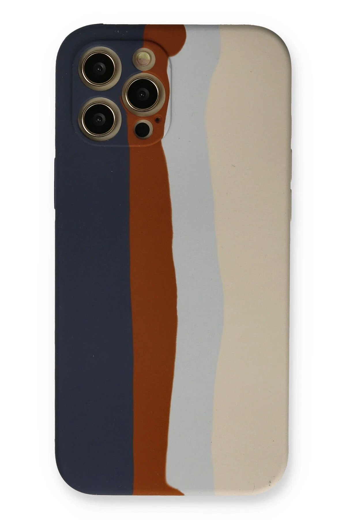 Newface iPhone 12 Pro Max Kılıf Ebruli Lansman Silikon - Lacivert-Krem