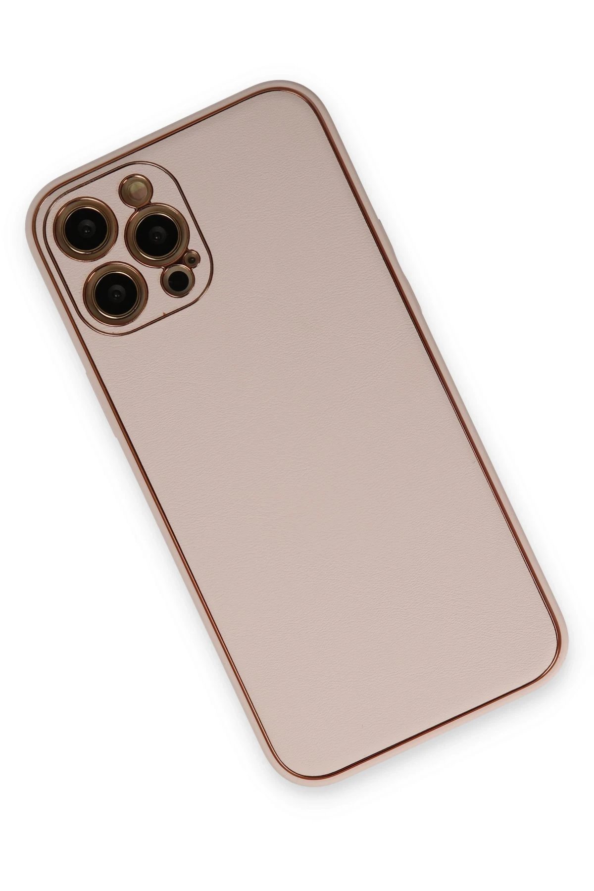 Newface iPhone 12 Pro Kılıf Coco Deri Silikon Kapak - Pudra