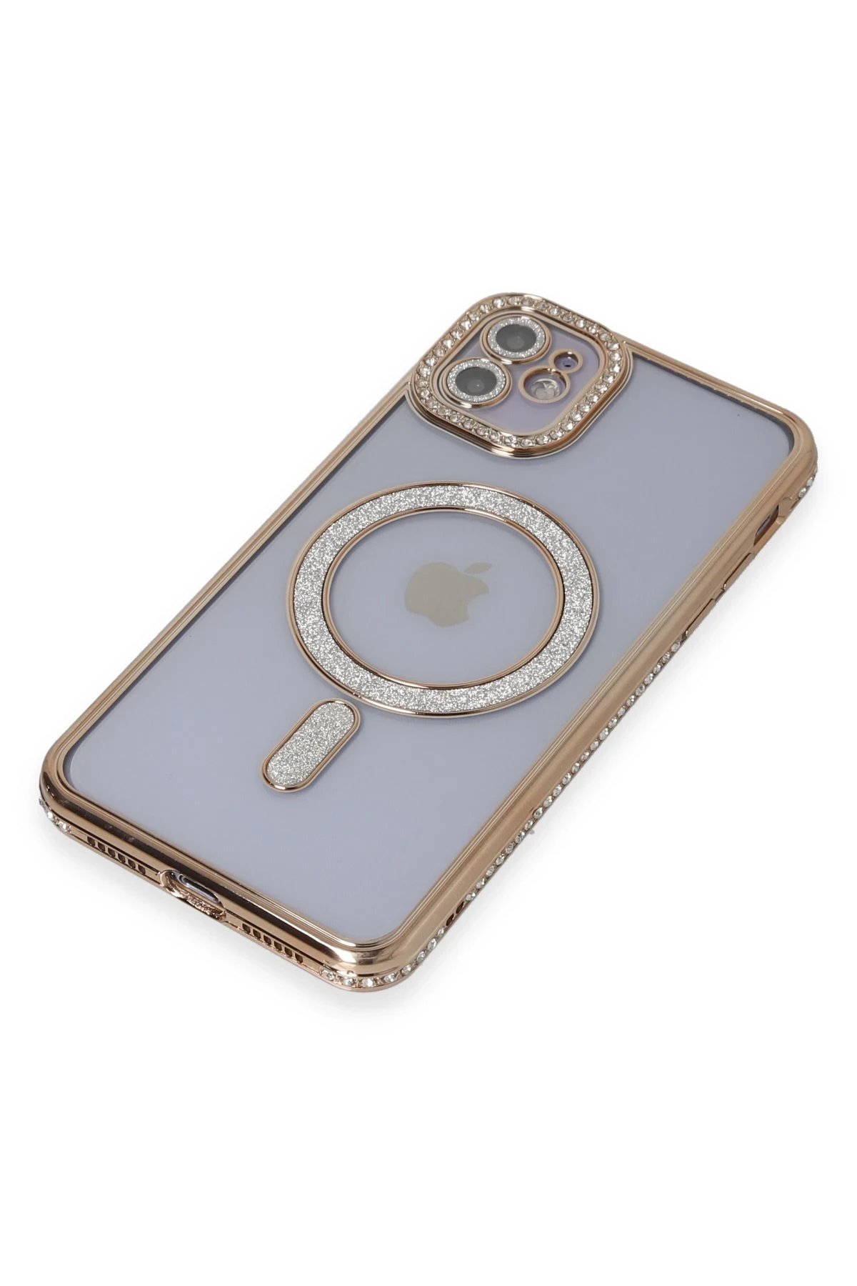 Newface iPhone 11 Kılıf Joke Simli Magneticsafe Kılıf - Gold