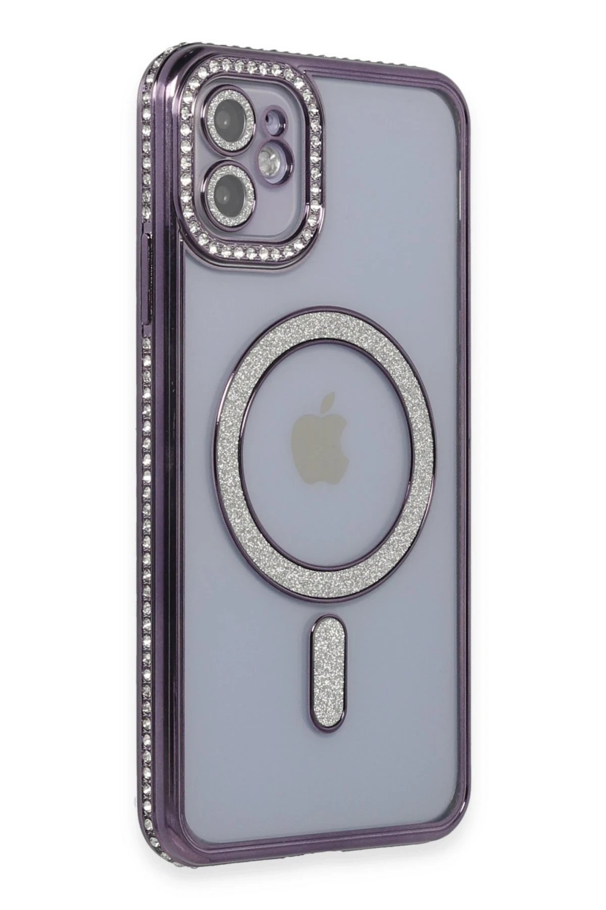Newface iPhone 11 Kılıf Joke Simli Magneticsafe Kılıf - Derin Mor