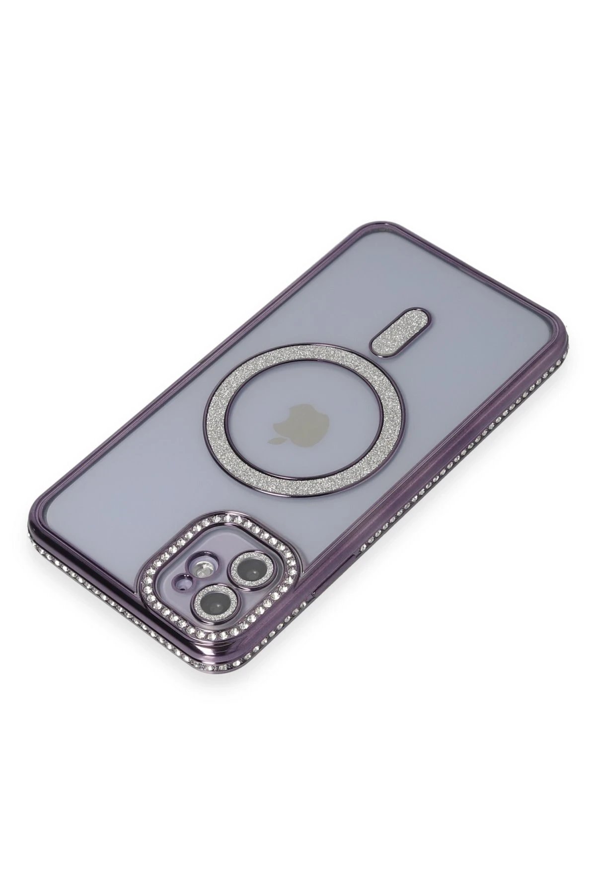 Newface iPhone 11 Kılıf Joke Simli Magneticsafe Kılıf - Derin Mor