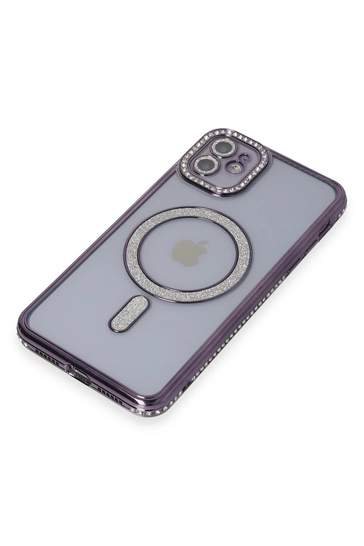 Newface iPhone 11 Kılıf Joke Simli Magneticsafe Kılıf - Derin Mor