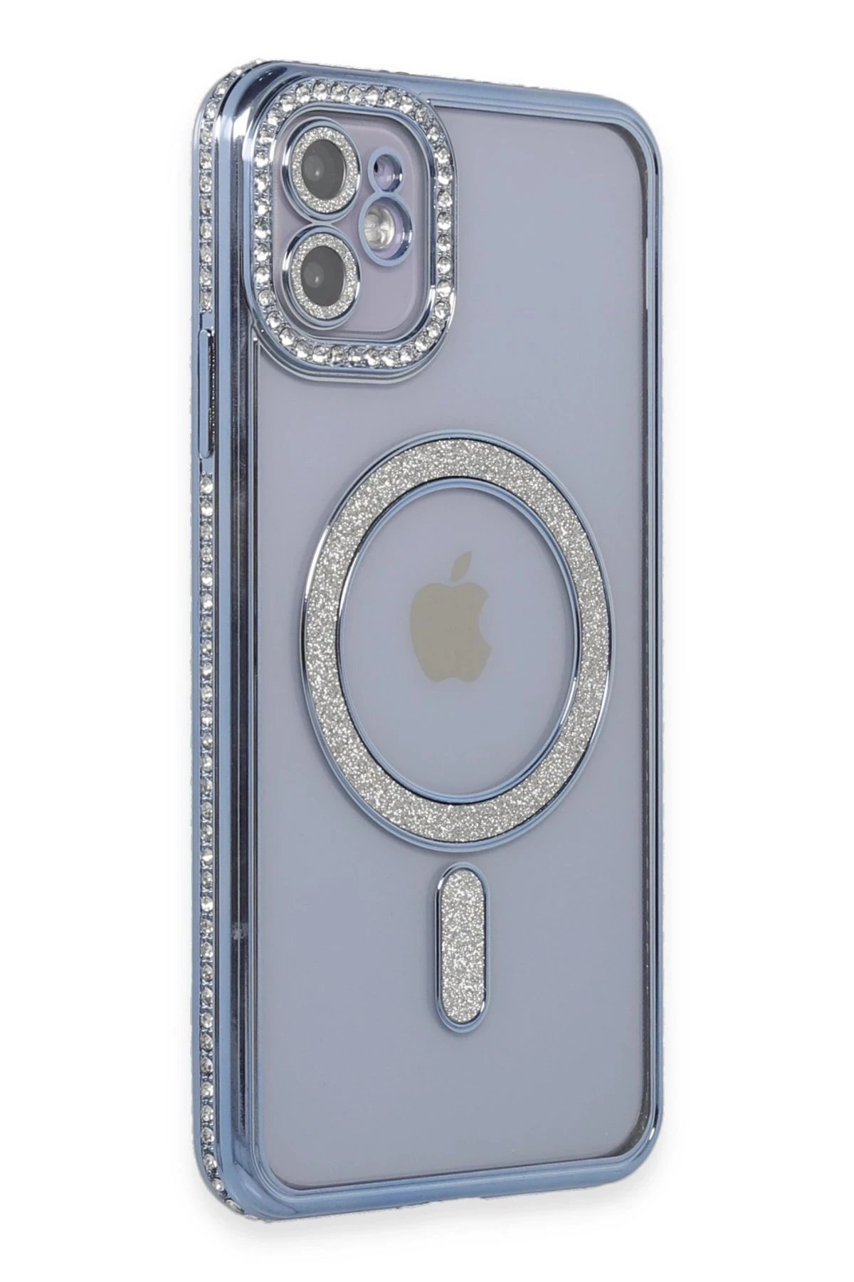 Newface iPhone 11 Kılıf Joke Simli Magneticsafe Kılıf - Mavi