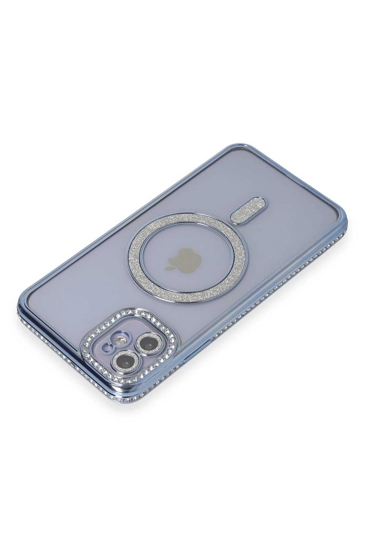 Newface iPhone 11 Kılıf Joke Simli Magneticsafe Kılıf - Mavi