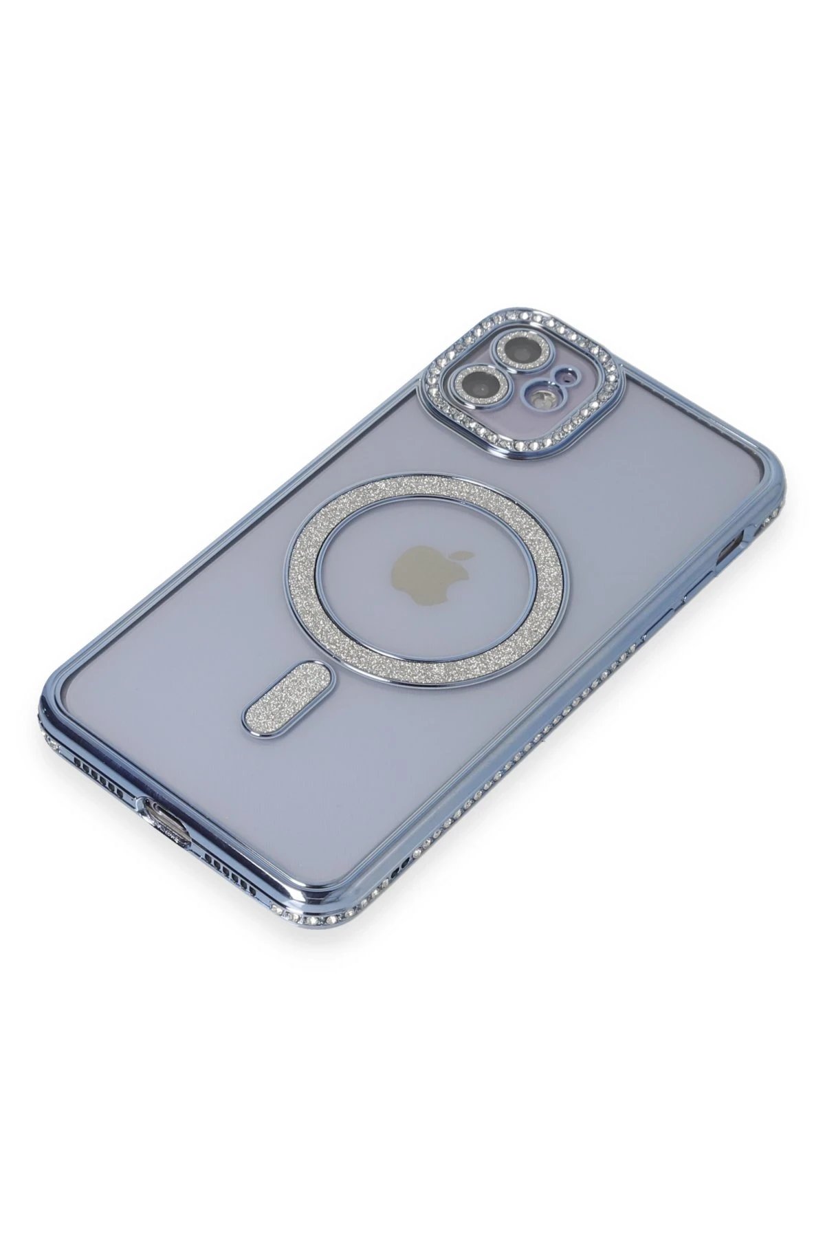 Newface iPhone 11 Kılıf Joke Simli Magneticsafe Kılıf - Mavi