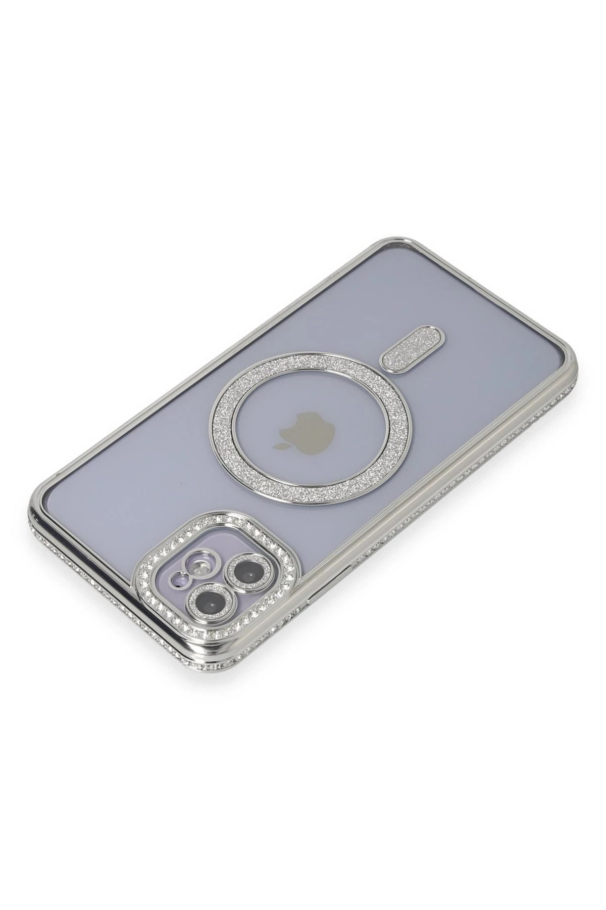 Newface iPhone 11 Kılıf Joke Simli Magneticsafe Kılıf - Gümüş