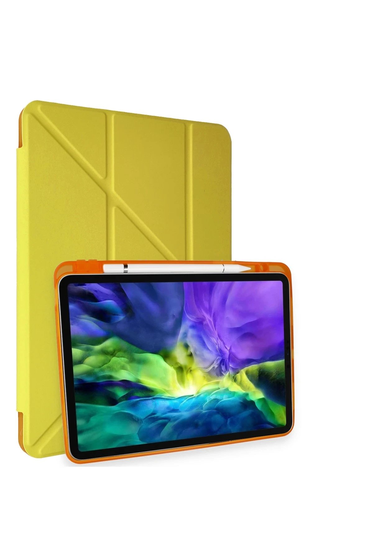 Newface iPad Pro 11 (2018) Kılıf Kalemlikli Mars Tablet Kılıfı - Açık Sarı