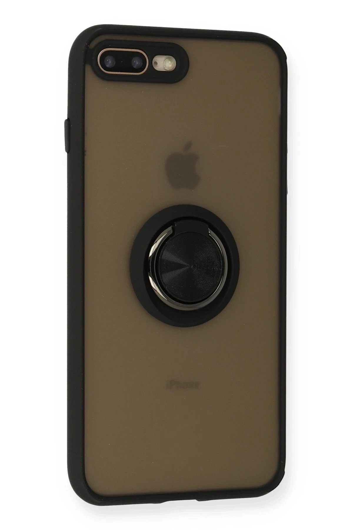 Newface iPhone 7 Plus Kılıf Montreal Yüzüklü Silikon Kapak - Siyah