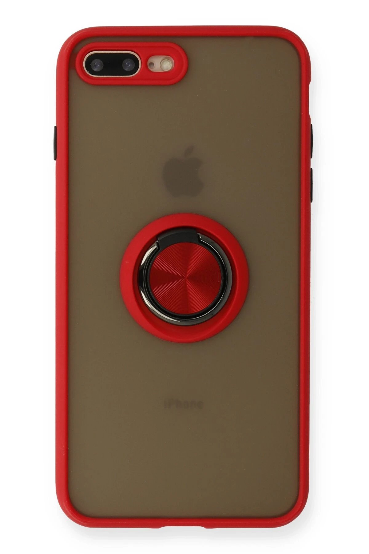 Newface iPhone 7 Plus Kılıf Montreal Yüzüklü Silikon Kapak - Kırmızı