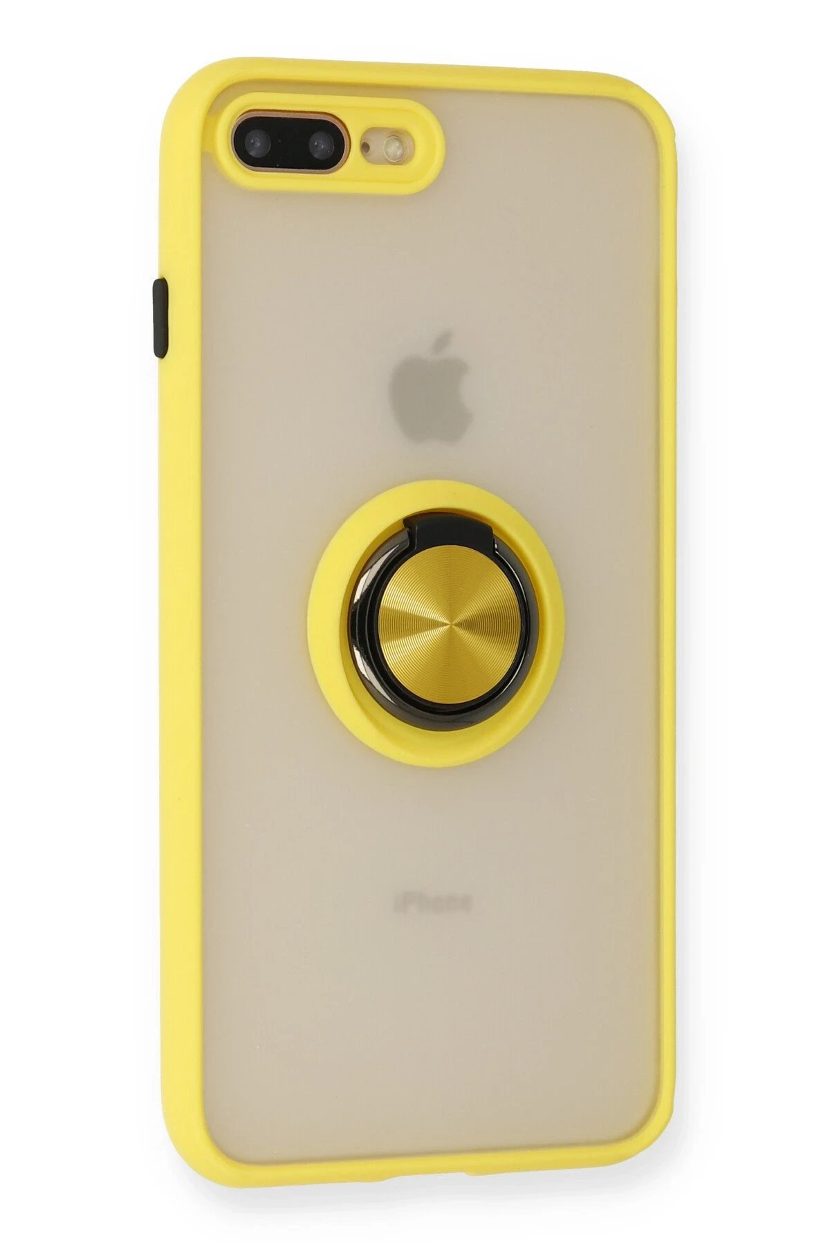 Newface iPhone 7 Plus Kılıf Montreal Yüzüklü Silikon Kapak - Sarı