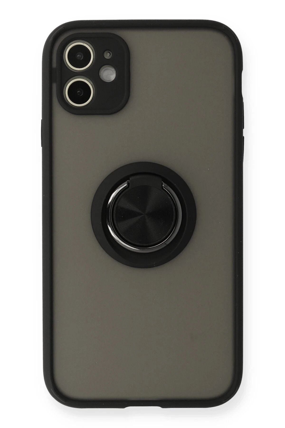 Newface iPhone 11 Kılıf Montreal Yüzüklü Silikon Kapak - Siyah