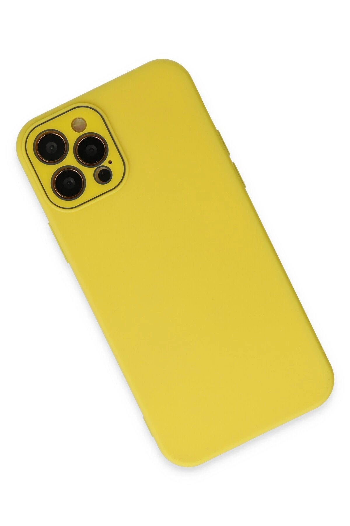 Newface iPhone 12 Pro Max Kılıf Lansman Glass Kapak - Sarı