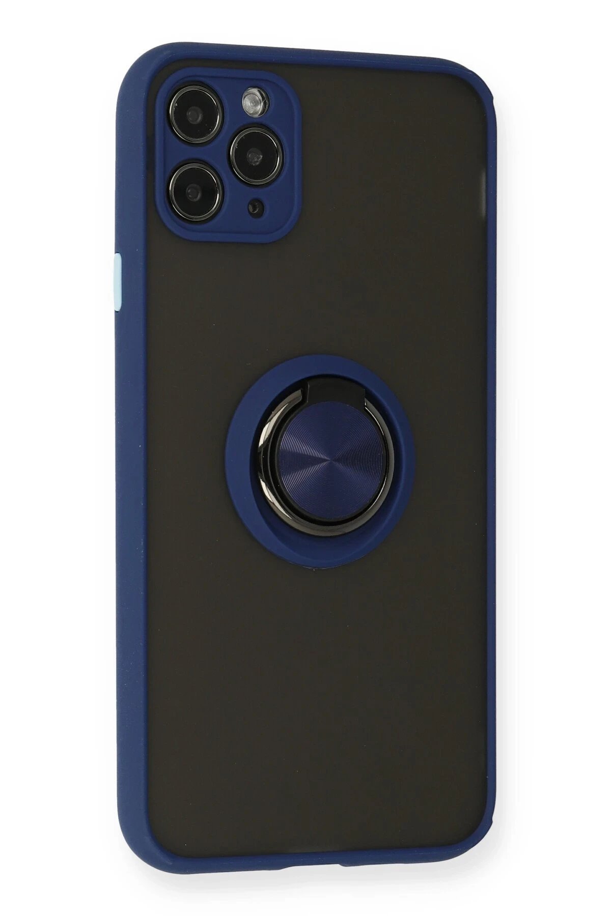 Newface iPhone 11 Pro Max Kılıf Montreal Yüzüklü Silikon Kapak - Lacivert