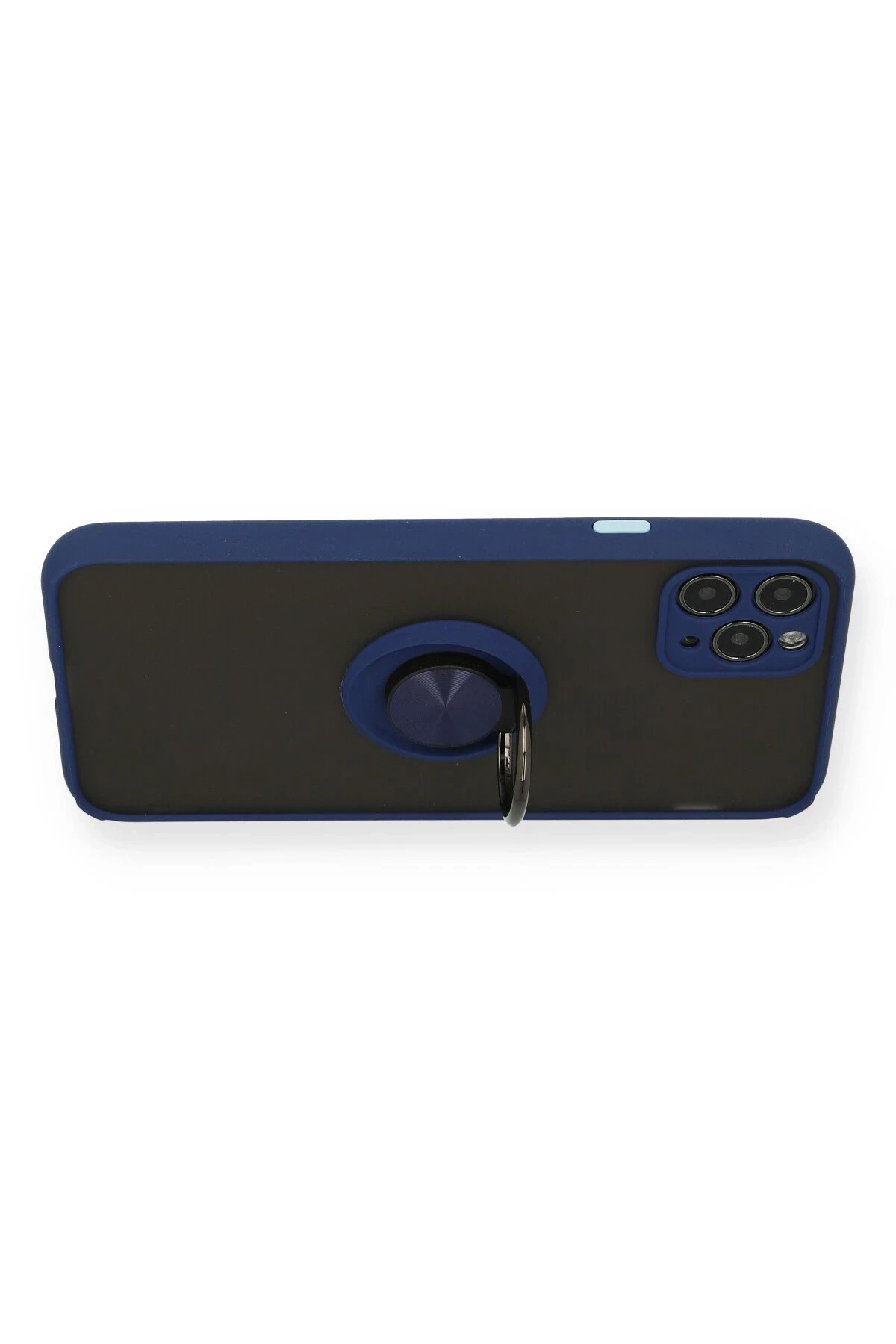 Newface iPhone 11 Pro Max Kılıf Montreal Yüzüklü Silikon Kapak - Lacivert