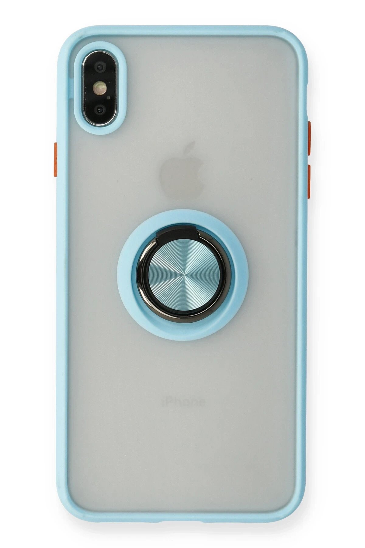 Newface iPhone X Kılıf Montreal Yüzüklü Silikon Kapak - Buz Mavi