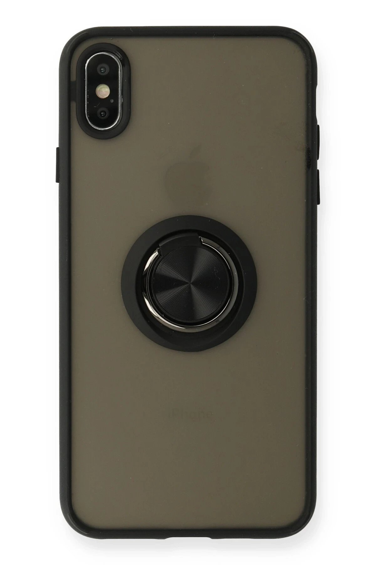 Newface iPhone XS Max Kılıf Montreal Yüzüklü Silikon Kapak - Siyah