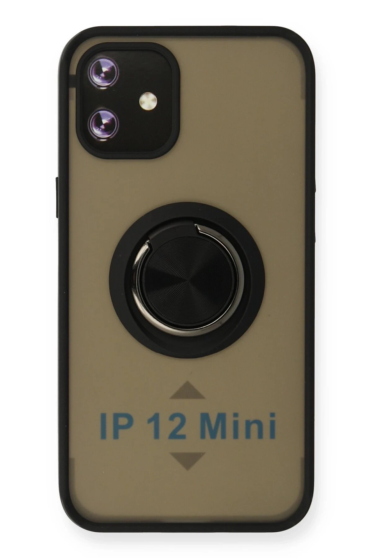 Newface iPhone 12 Mini Kılıf Montreal Yüzüklü Silikon Kapak - Siyah