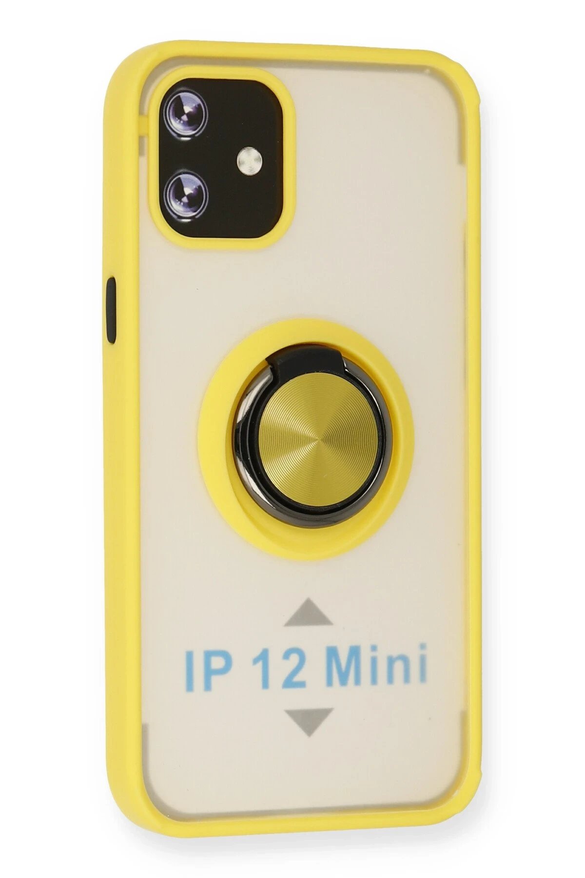 Newface iPhone 12 Mini Kılıf Montreal Yüzüklü Silikon Kapak - Sarı