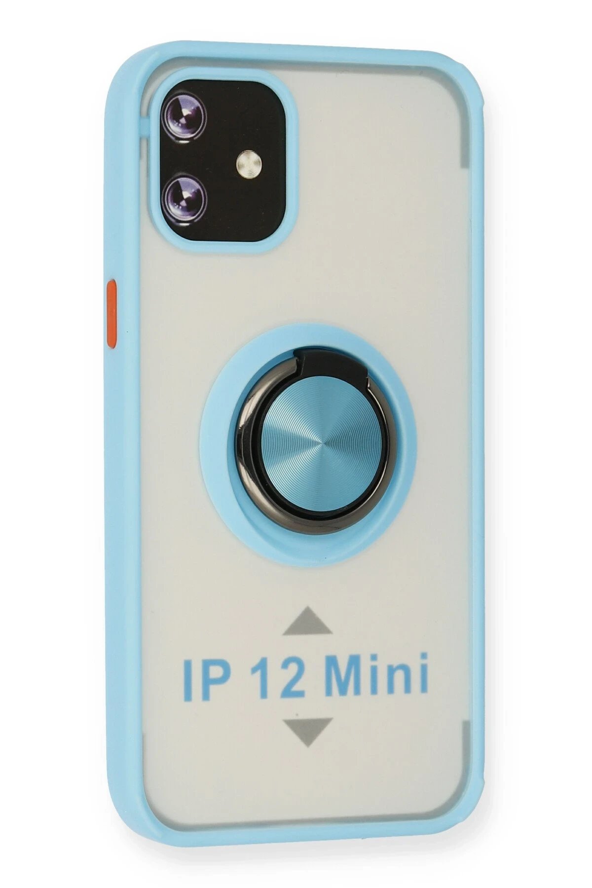 Newface iPhone 12 Kılıf Montreal Yüzüklü Silikon Kapak - Buz Mavi