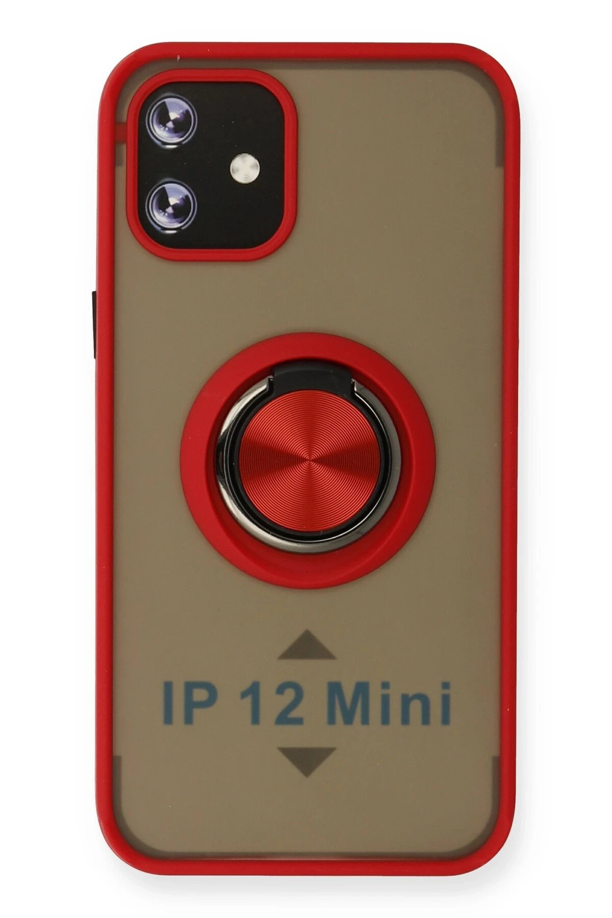 Newface iPhone 12 Kılıf Montreal Yüzüklü Silikon Kapak - Kırmızı