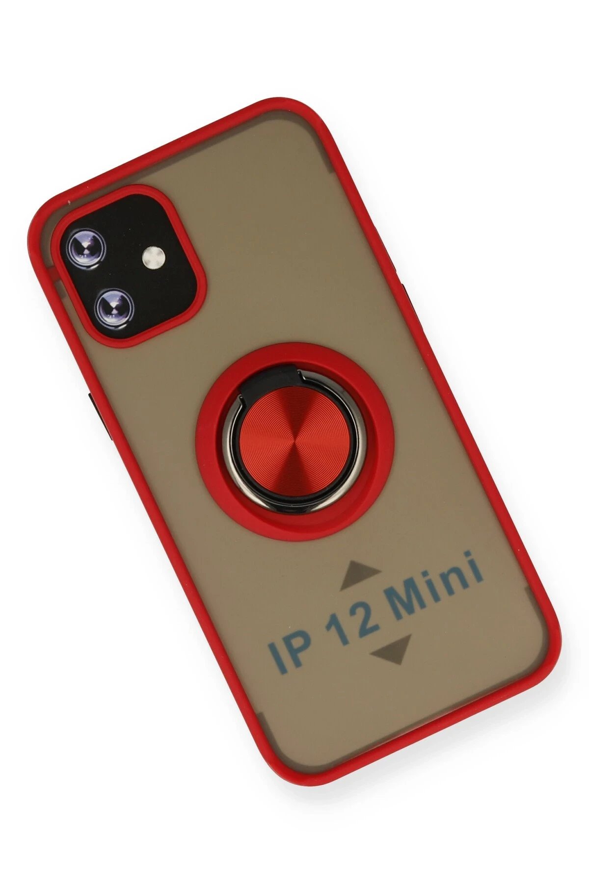 Newface iPhone 12 Kılıf Montreal Yüzüklü Silikon Kapak - Kırmızı