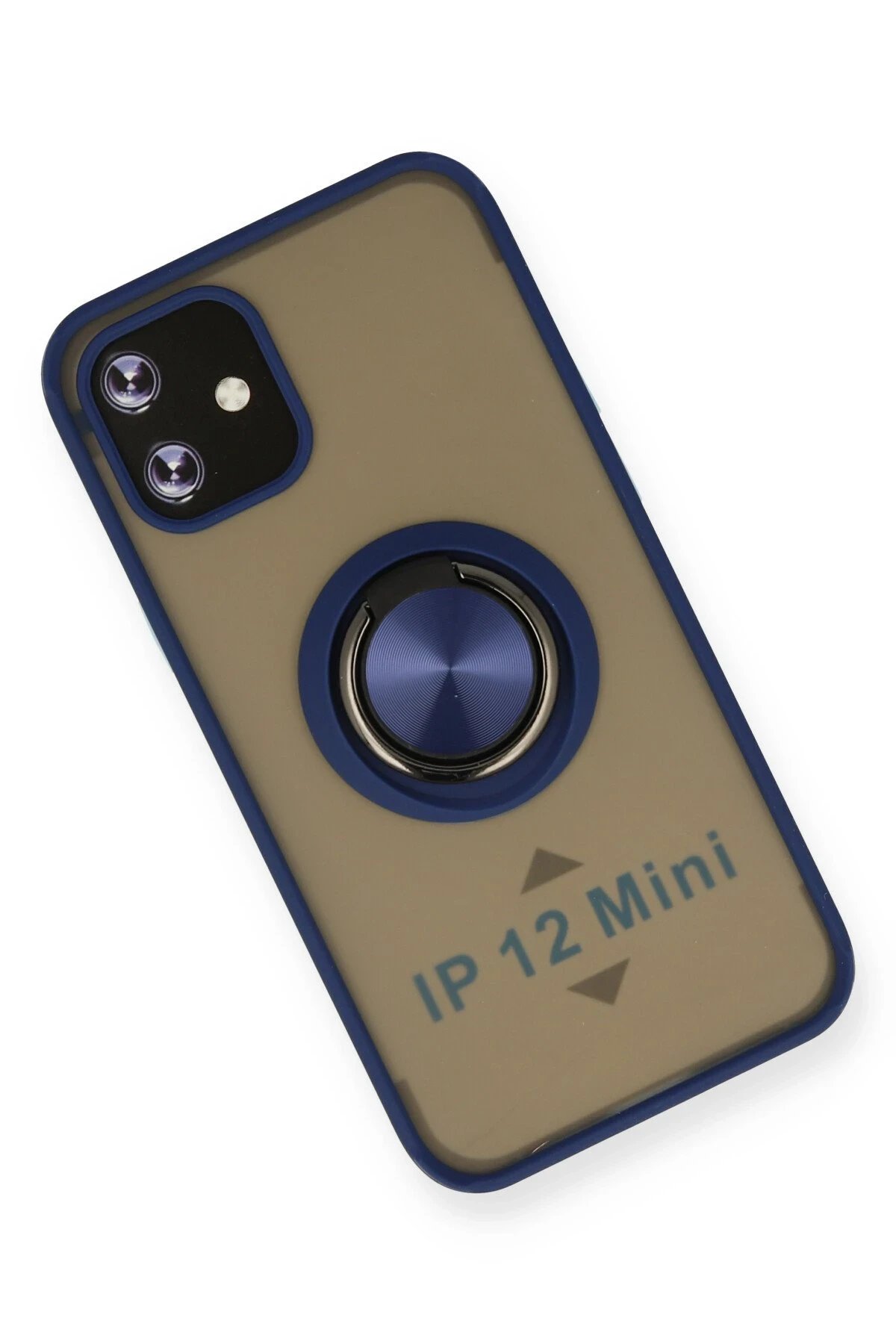 Newface iPhone 12 Kılıf Montreal Yüzüklü Silikon Kapak - Lacivert