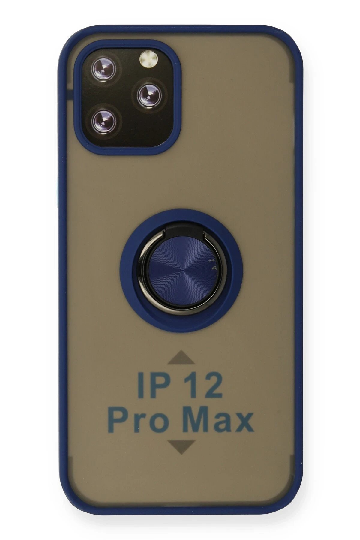 Newface iPhone 12 Pro Max Kılıf Montreal Yüzüklü Silikon Kapak - Lacivert