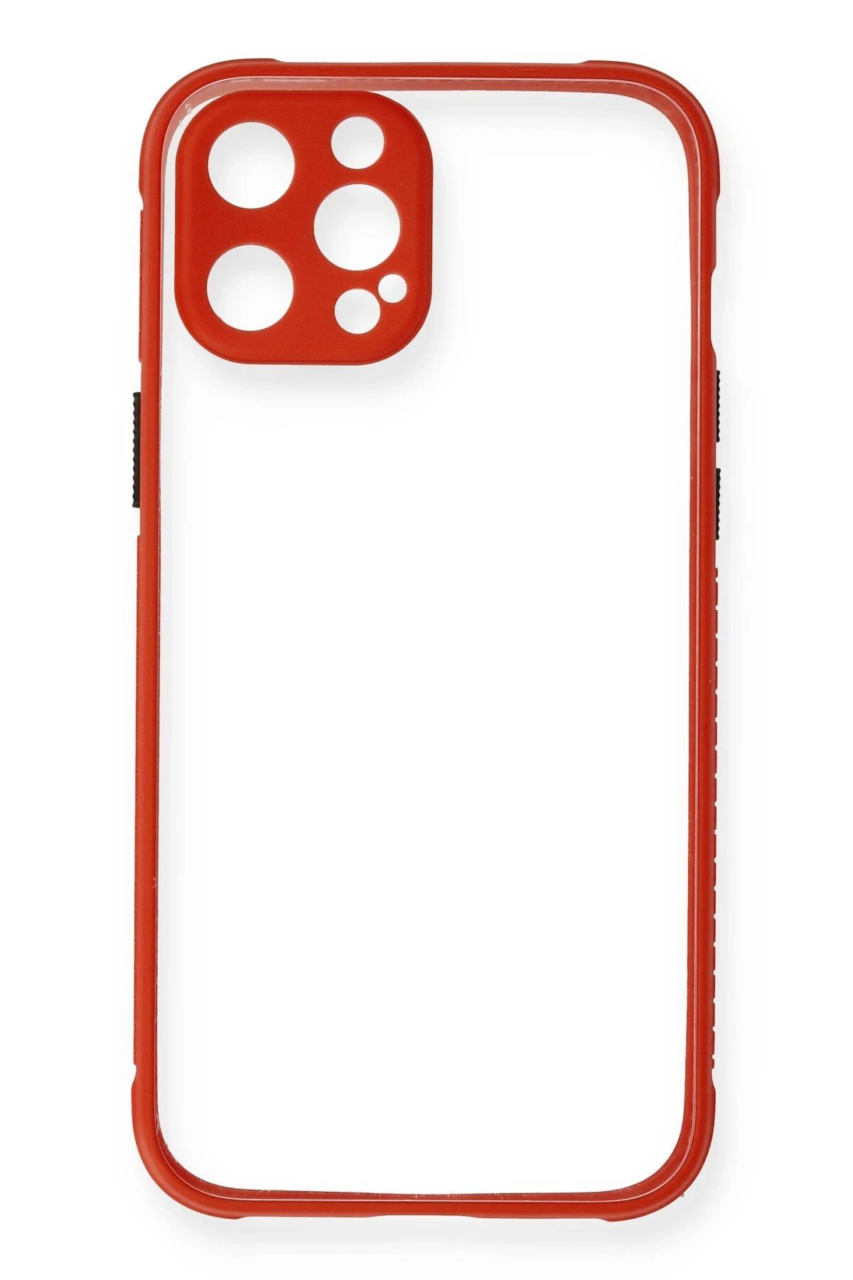 Newface iPhone 12 Pro Kılıf Miami Şeffaf Silikon - Kırmızı