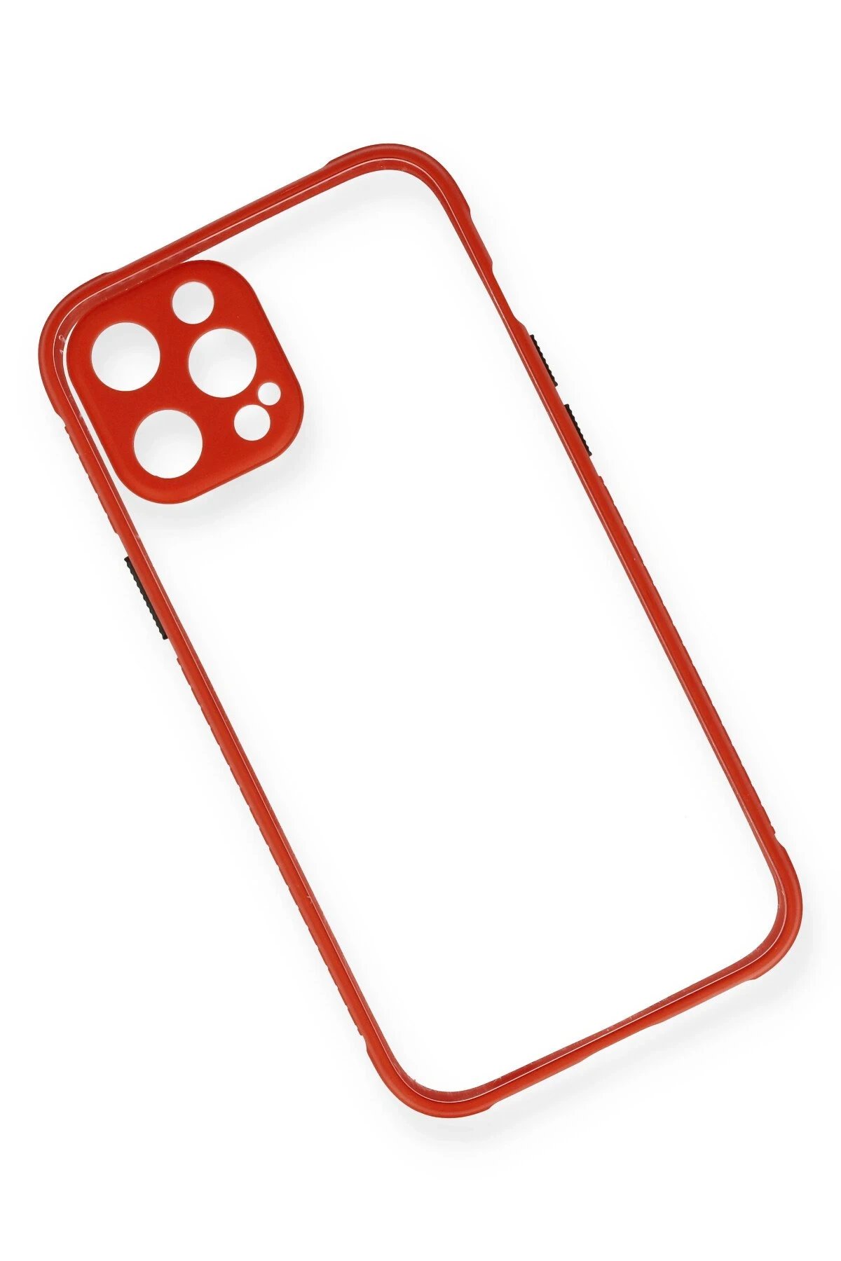 Newface iPhone 12 Pro Kılıf Miami Şeffaf Silikon - Kırmızı