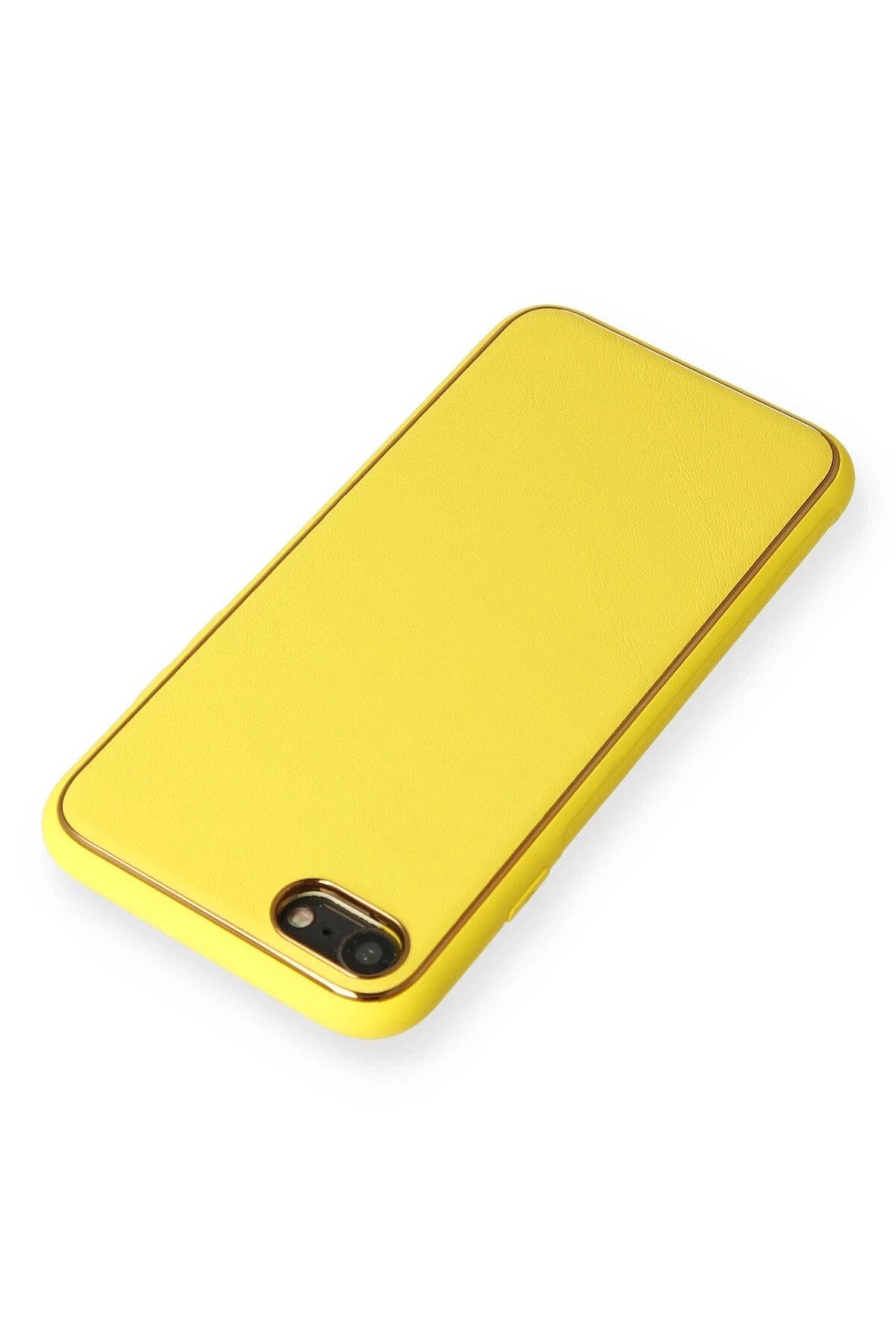 Newface iPhone 7 Kılıf Coco Deri Silikon Kapak - Sarı