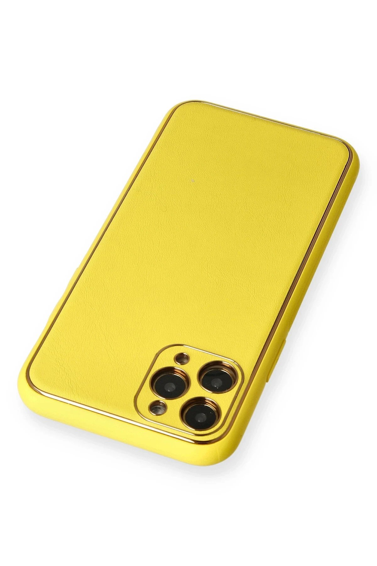 Newface iPhone 11 Pro Kılıf Coco Deri Silikon Kapak - Sarı