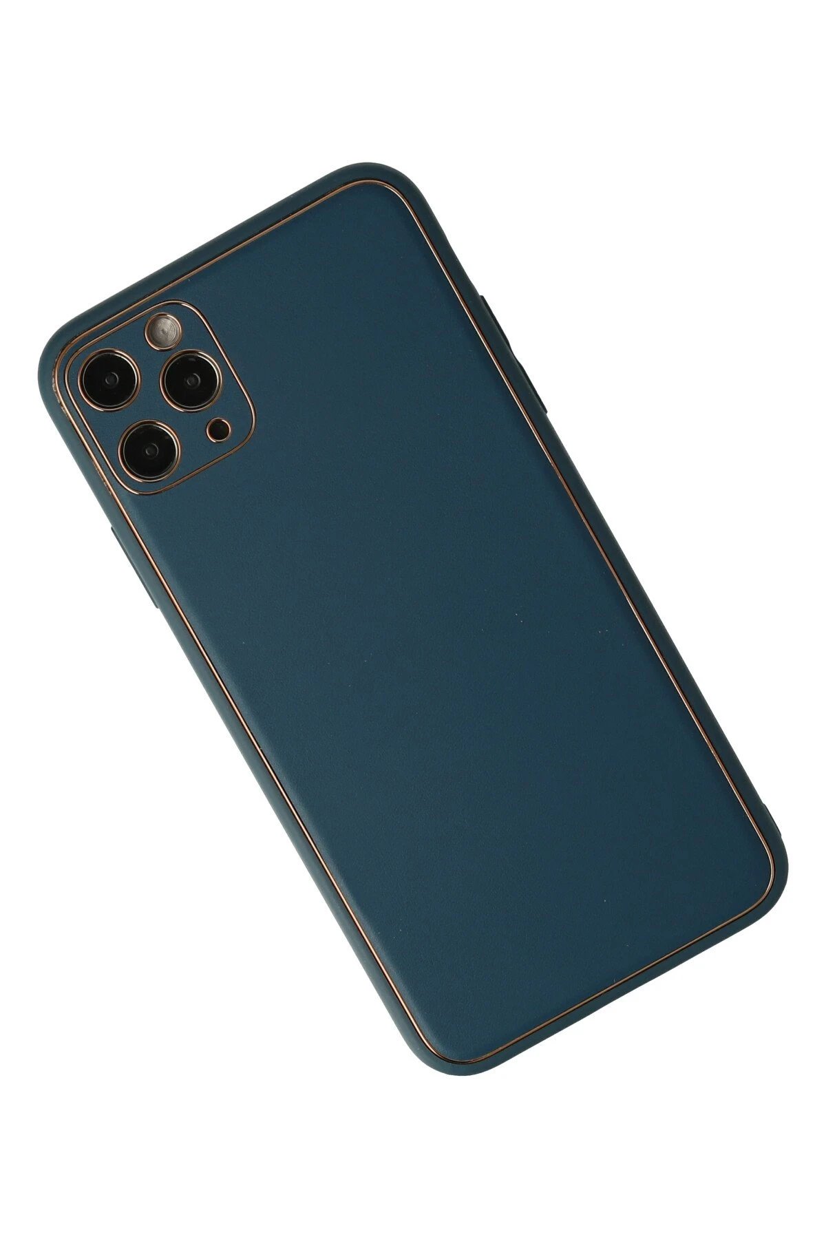 Newface iPhone 11 Pro Max Kılıf Coco Deri Silikon Kapak - Mavi