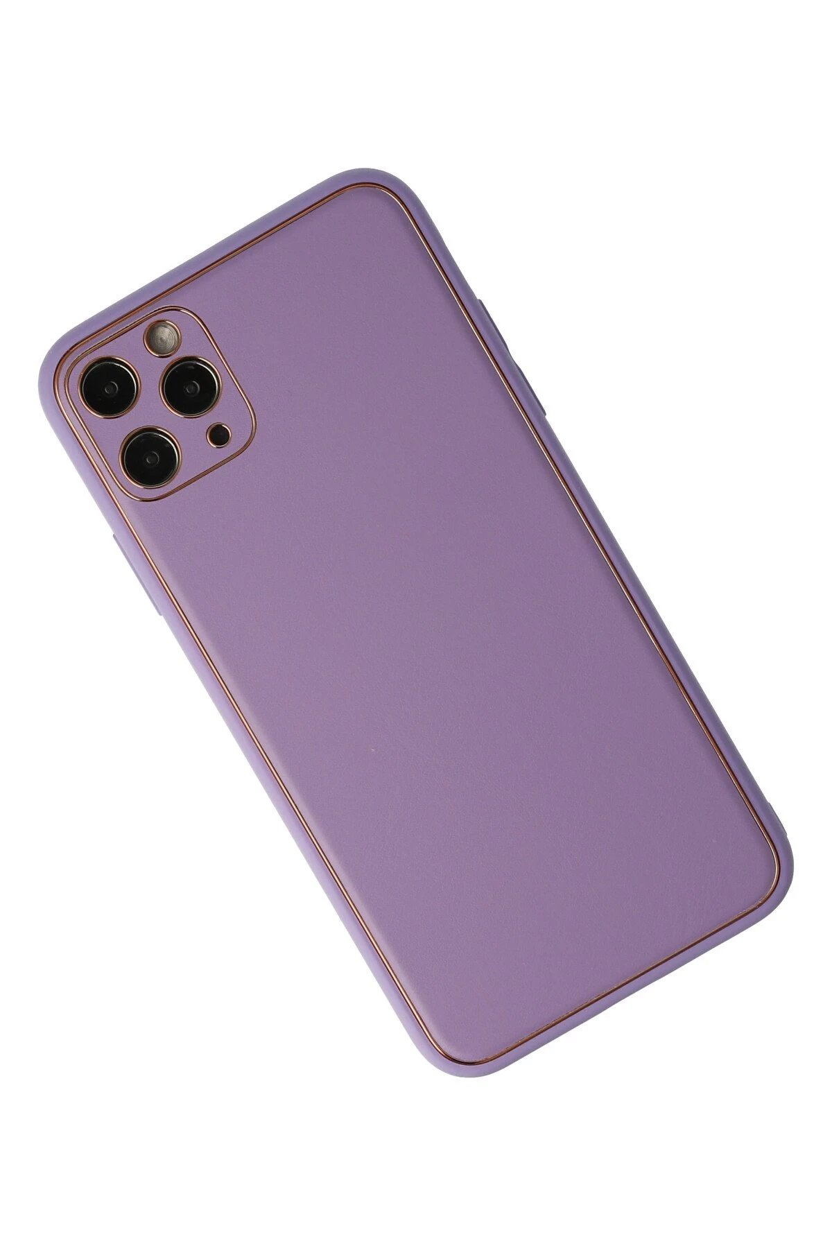 Newface iPhone 11 Pro Max Kılıf Coco Deri Silikon Kapak - Lila