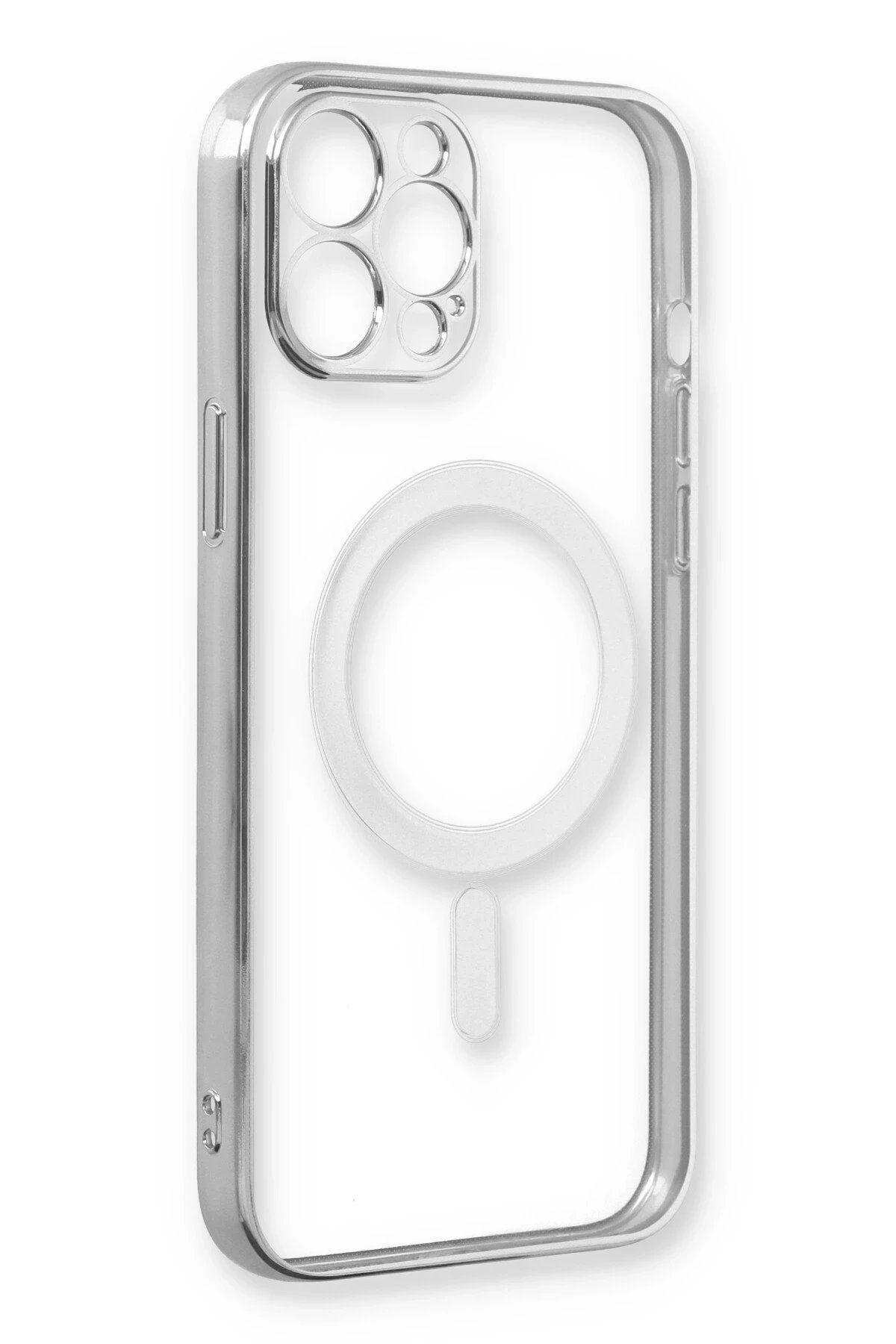 Newface iPhone 12 Pro Max Kılıf Magneticsafe Lazer Silikon - Gümüş