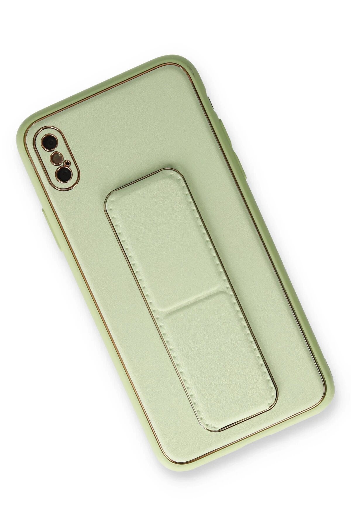 Newface iPhone X Kılıf Coco Deri Standlı Kapak - Su Yeşili