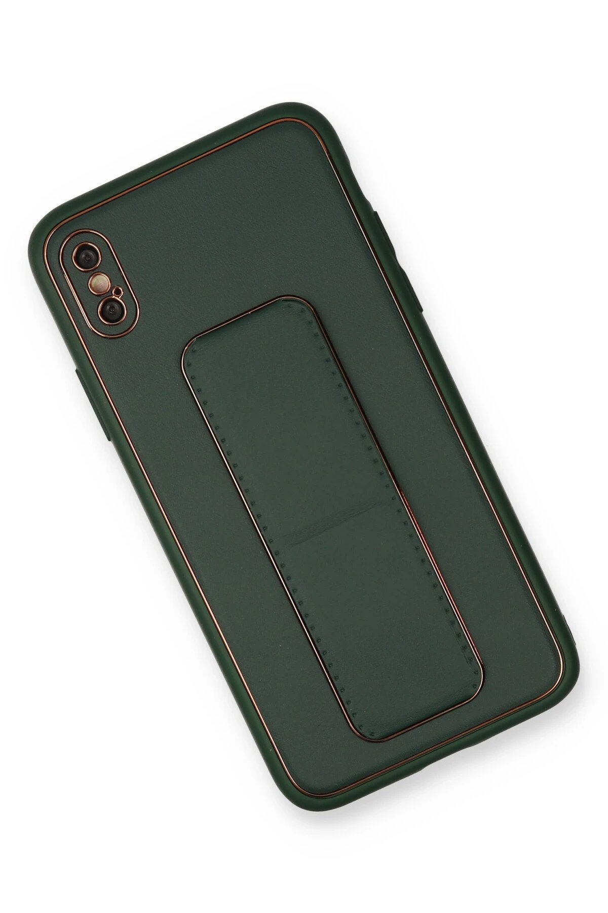 Newface iPhone XS Max Kılıf Coco Deri Standlı Kapak - Yeşil