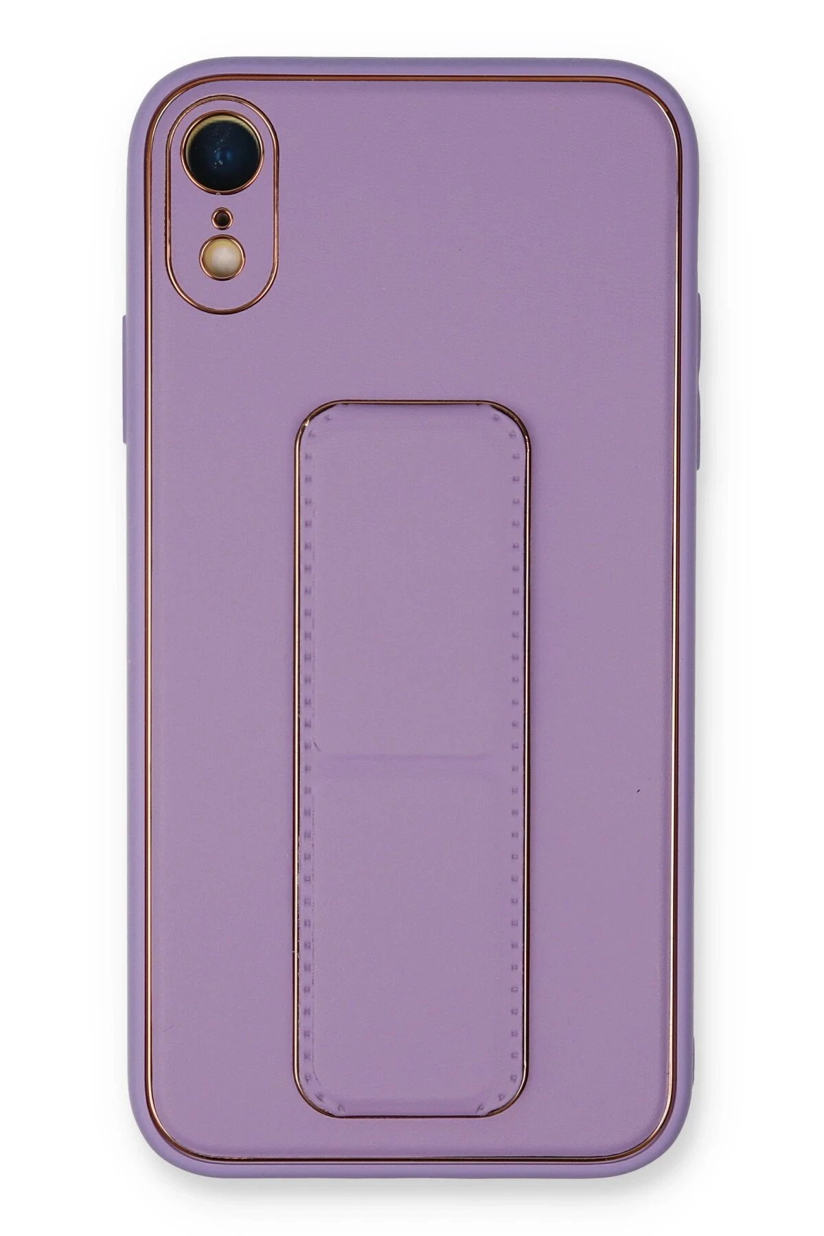 Newface iPhone XR Kılıf Coco Deri Standlı Kapak - Koyu Lila