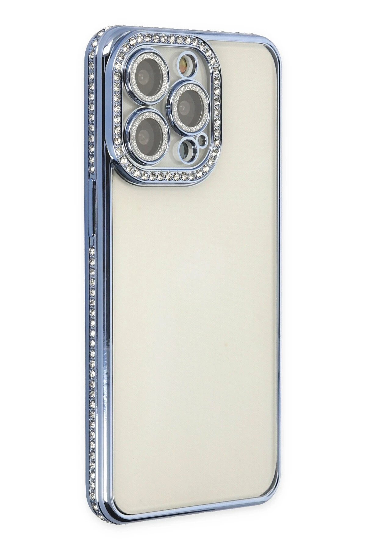 Newface iPhone 13 Pro Kılıf Joke Taşlı Silikon - Mavi