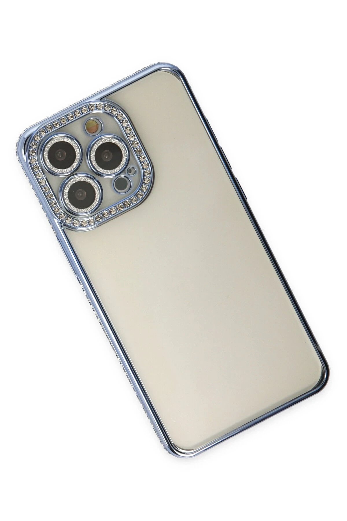 Newface iPhone 13 Pro Kılıf Joke Taşlı Silikon - Mavi