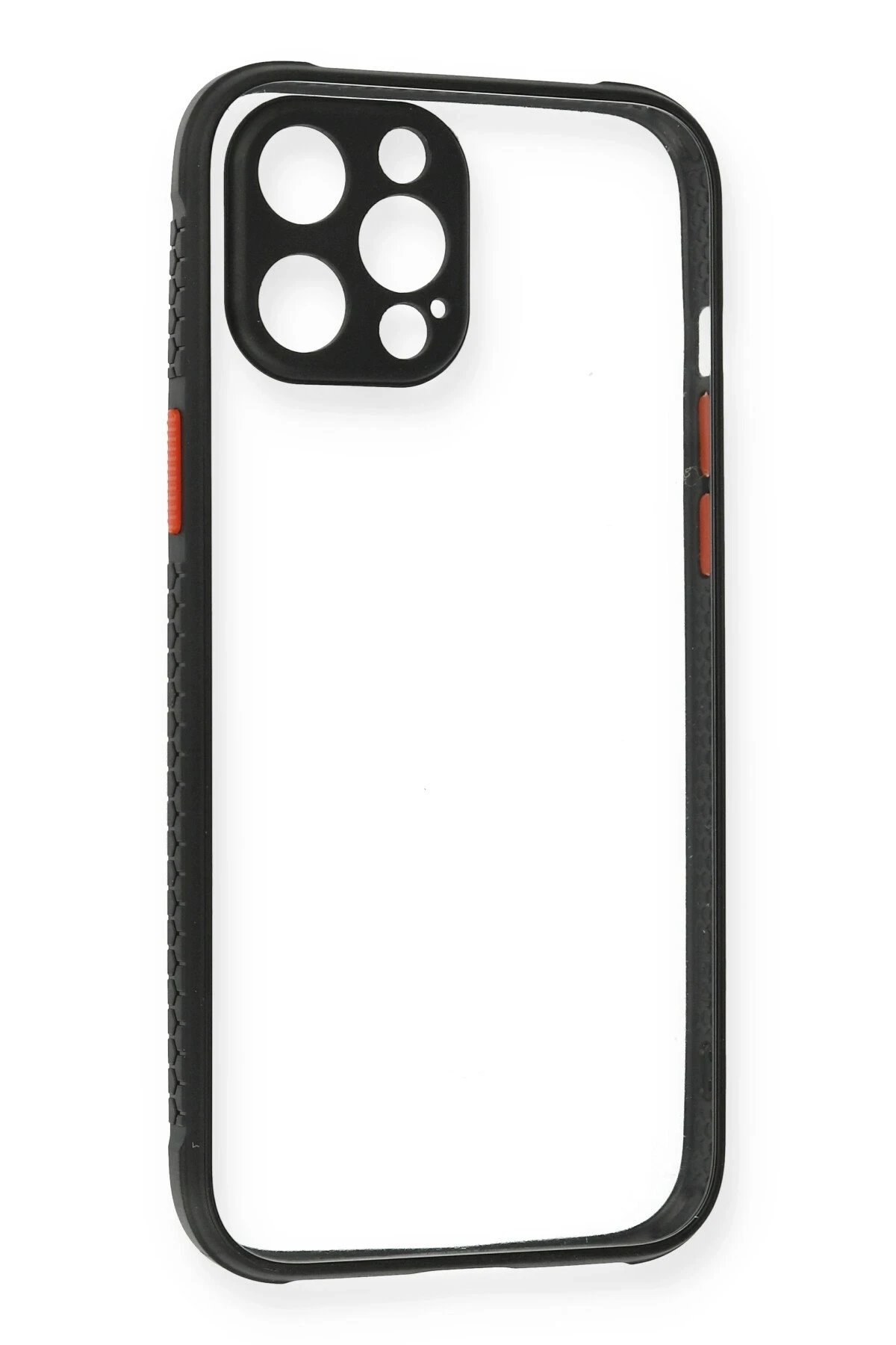 Newface iPhone 12 Kılıf Miami Şeffaf Silikon - Siyah