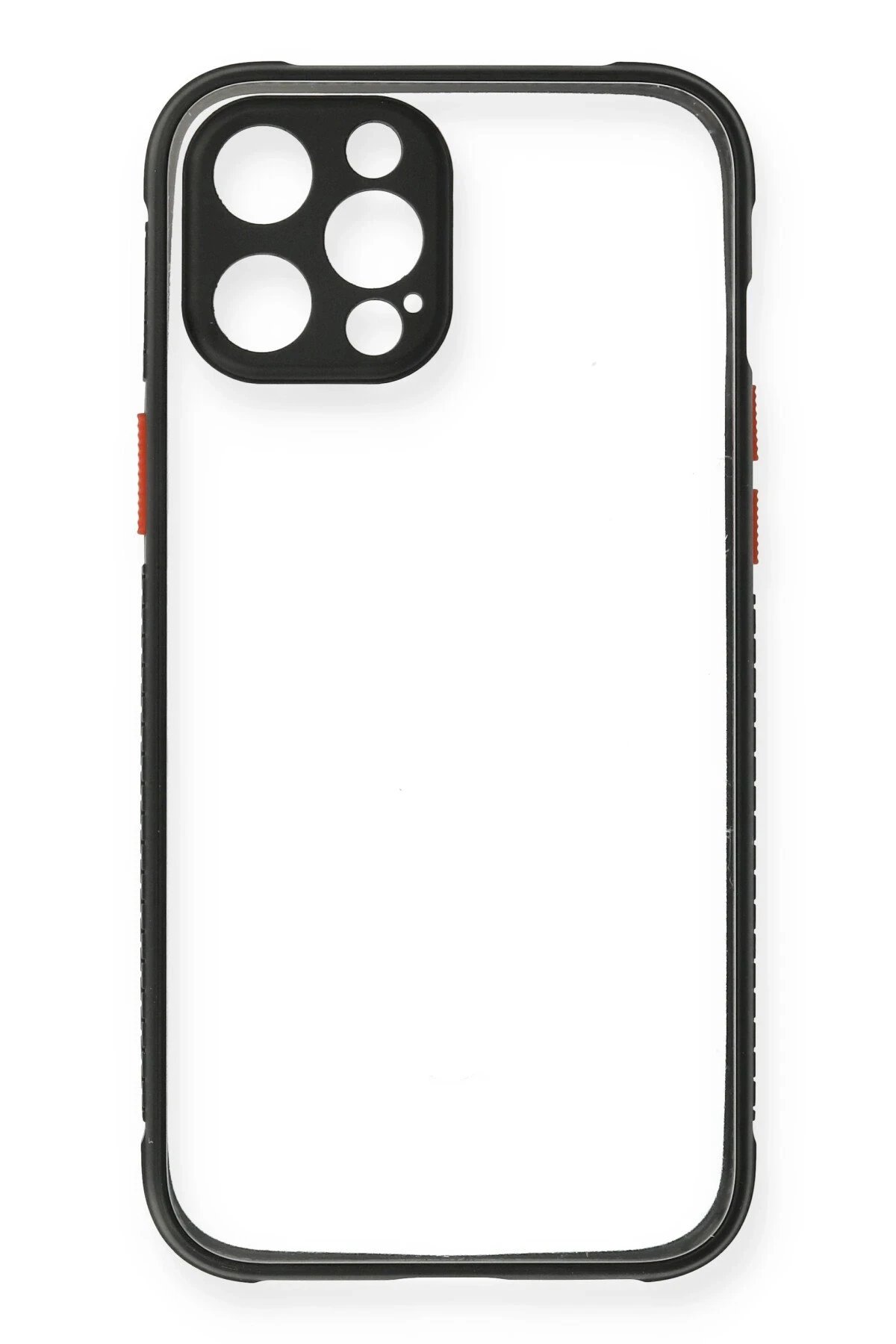 Newface iPhone 12 Kılıf Miami Şeffaf Silikon - Siyah