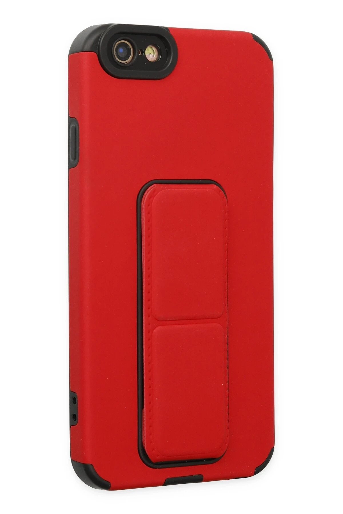 Newface iPhone 6 Kılıf Mega Standlı Silikon - Kırmızı